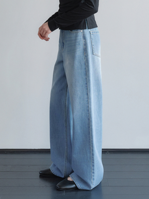 Washed Wide Denim Pants Light Blue AT6PAA088LL