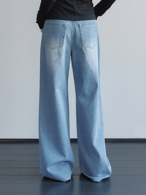 Washed Wide Denim Pants Light Blue AT6PAA088LL