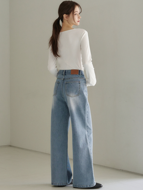 Relaxed fit Wide Denim Pants Blue AT6PAA087LL