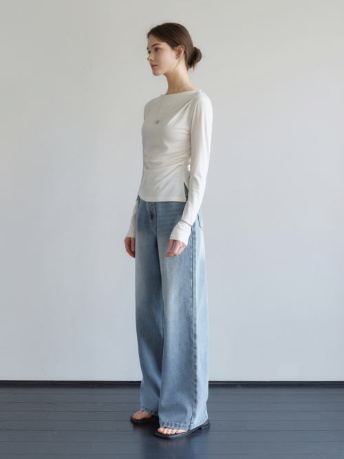 Relaxed fit Wide Denim Pants Blue AT6PAA087LL