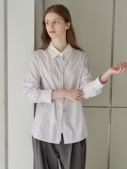Strap pointed Stripe Shirt Sky Blue AT6SHA014SL