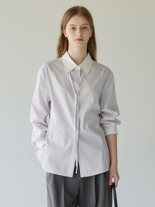 Strap pointed Stripe Shirt Sky Blue AT6SHA014SL