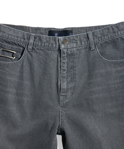 Banding denim pants - grey