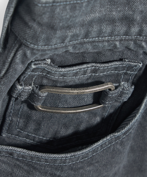 Banding denim pants - grey