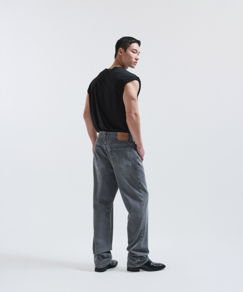 Banding denim pants - grey
