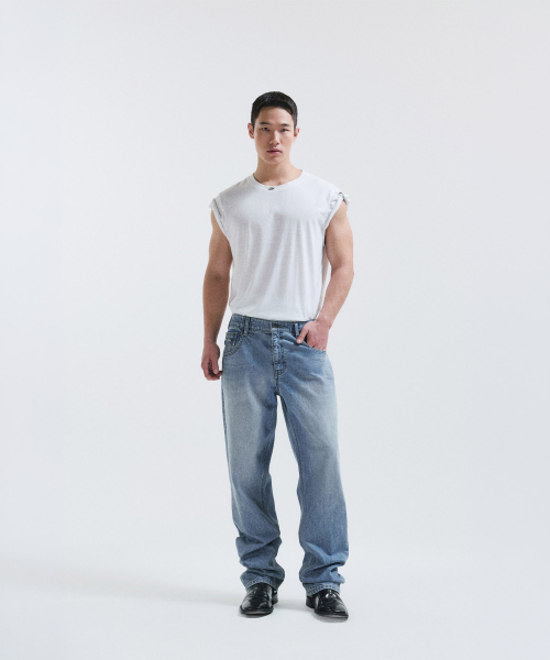 Banding denim pants - blue