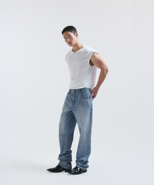 Banding denim pants - blue