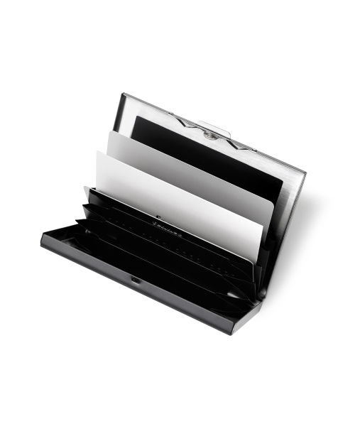 METAL ACCORDION CARD CASE - BLACK