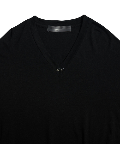 V Neck Banding Longsleeve - black