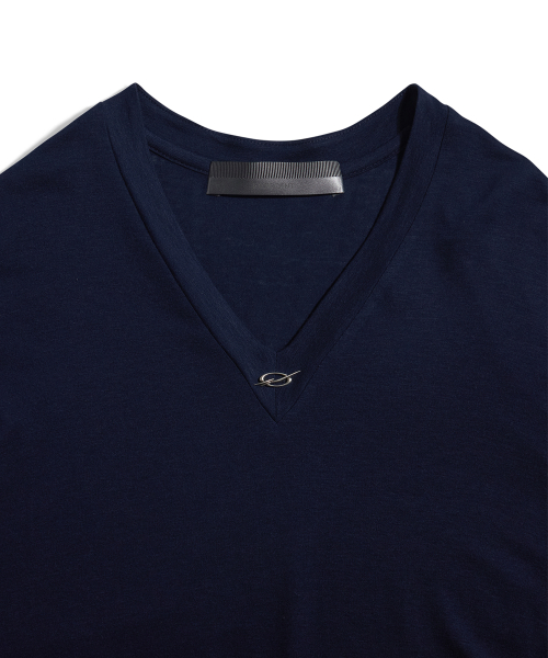 V Neck Banding Longsleeve - navy