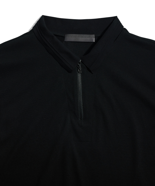 Double collar pk longsleeve - black