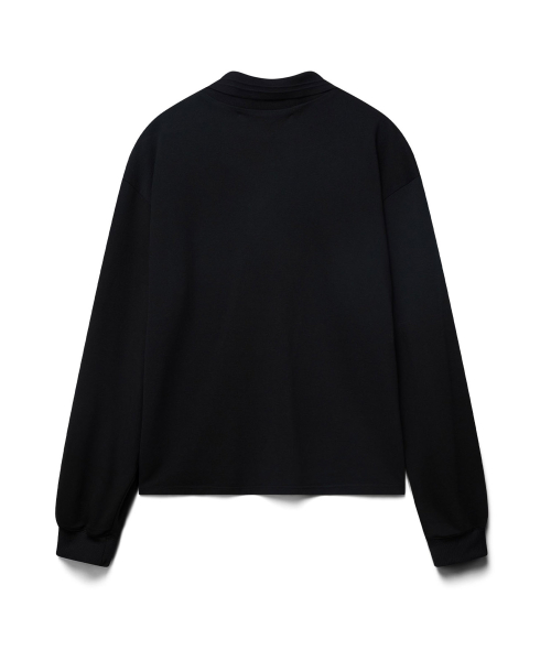 Double collar pk longsleeve - black