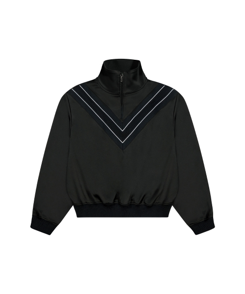 Diagonal track zip-up - black