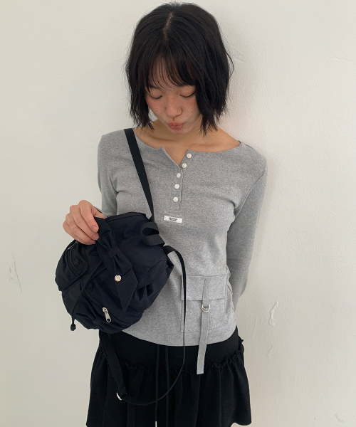 STRAP POCKET HENRYNECK LONG SLEEVE GREY