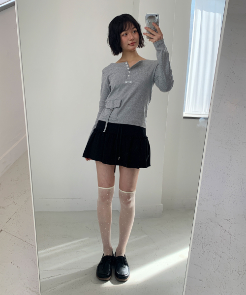 STRAP POCKET HENRYNECK LONG SLEEVE GREY