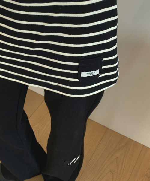 MINI POCKET STRIPE LAYERED PANTSKIRT BLACK