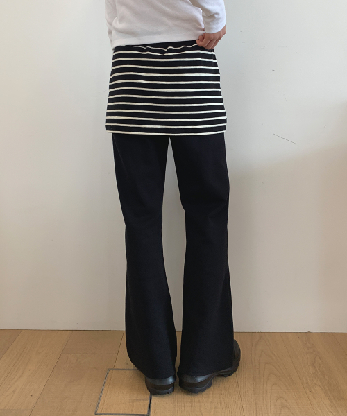 MINI POCKET STRIPE LAYERED PANTSKIRT BLACK