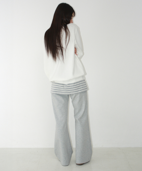 MINI POCKET STRIPE LAYERED PANTSKIRT GREY