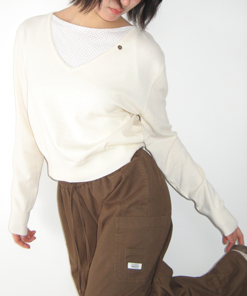 STRING FRILL SHIRRING WIDE PANTS BROWN