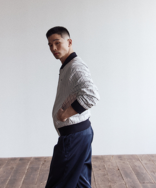 Stripe blouson - white