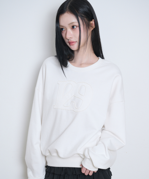 129 LOGO PATCH BALLOON SWEATSHIRT WHITE