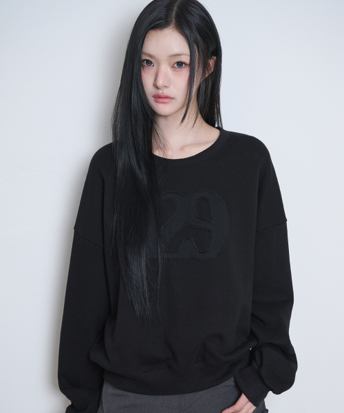 129 LOGO PATCH BALLOON SWEATSHIRT BLACK