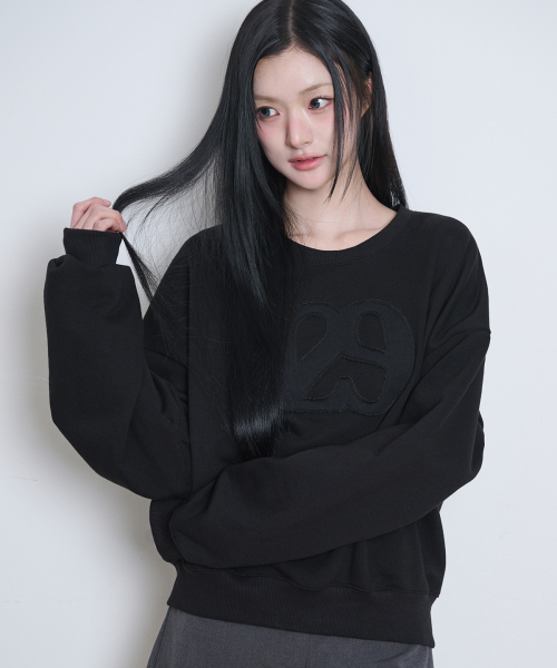 129 LOGO PATCH BALLOON SWEATSHIRT BLACK