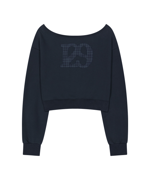 129 LOGO PATCH BOAT NECK SWEATSHIRT NAVY