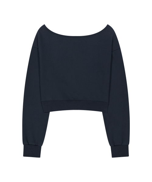 129 LOGO PATCH BOAT NECK SWEATSHIRT NAVY