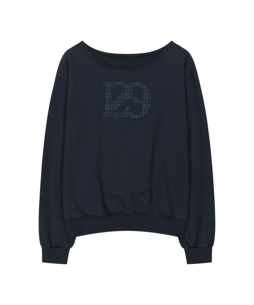 129 LOGO PATCH BOAT NECK SWEATSHIRT NAVY