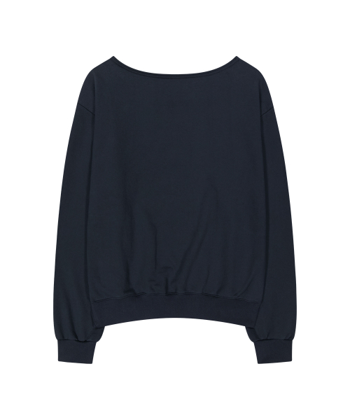 129 LOGO PATCH BOAT NECK SWEATSHIRT NAVY
