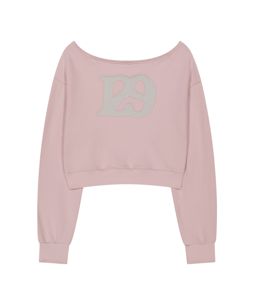 129 LOGO PATCH BOAT NECK SWEATSHIRT LIGHT PINK