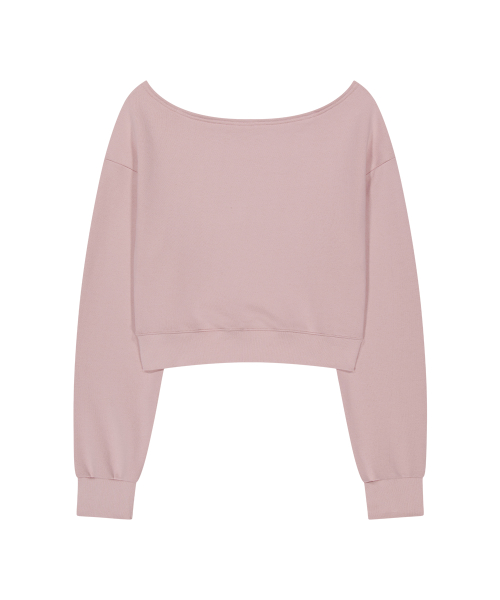 129 LOGO PATCH BOAT NECK SWEATSHIRT LIGHT PINK