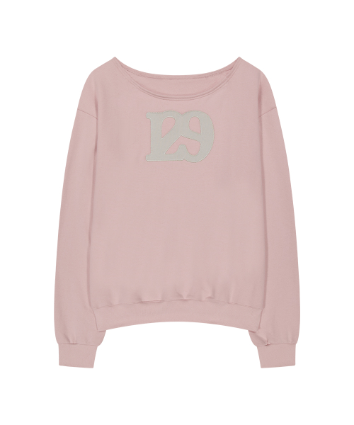 129 LOGO PATCH BOAT NECK SWEATSHIRT LIGHT PINK