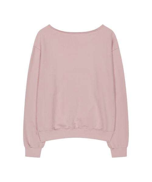 129 LOGO PATCH BOAT NECK SWEATSHIRT LIGHT PINK