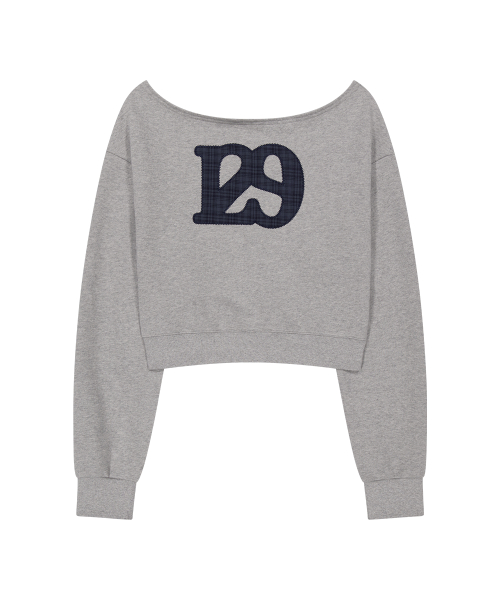 129 LOGO PATCH BOAT NECK SWEATSHIRT MELANGE