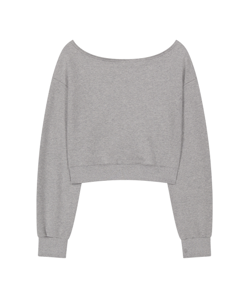 129 LOGO PATCH BOAT NECK SWEATSHIRT MELANGE