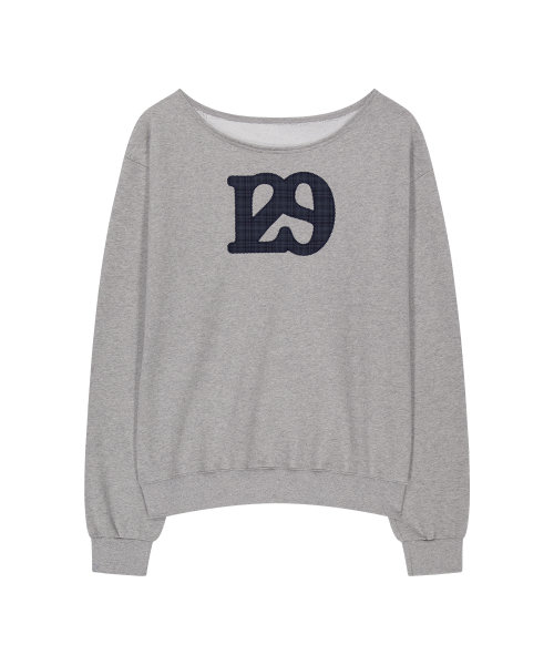 129 LOGO PATCH BOAT NECK SWEATSHIRT MELANGE