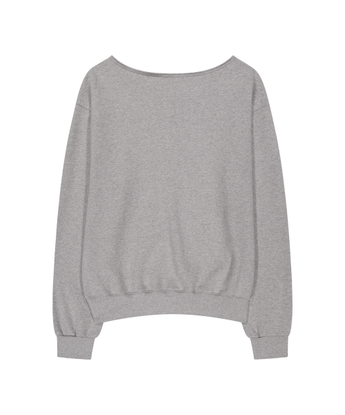 129 LOGO PATCH BOAT NECK SWEATSHIRT MELANGE