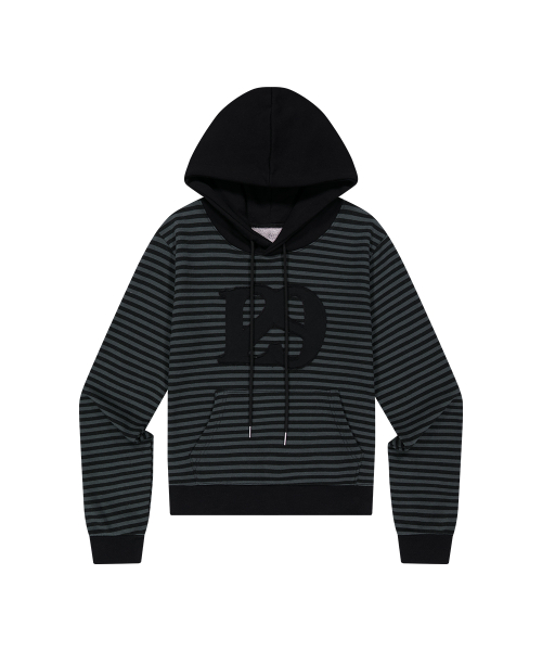 129 LOGO PATCH HOODIE CHARCOAL BLACK