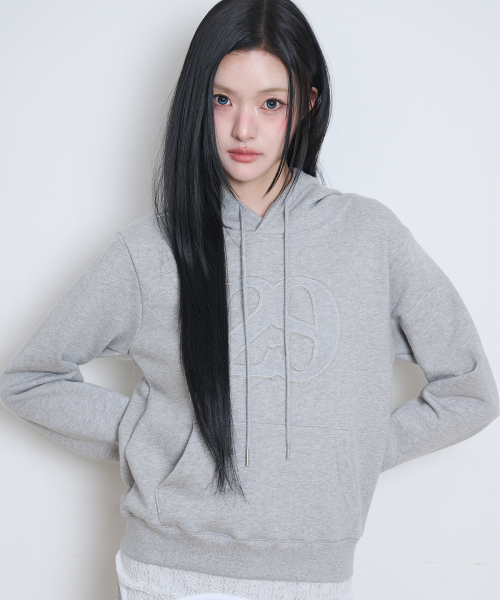 129 LOGO PATCH HOODIE MELANGE