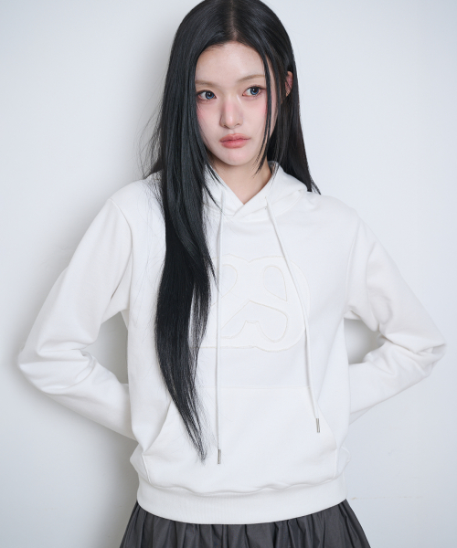 129 LOGO PATCH HOODIE WHITE