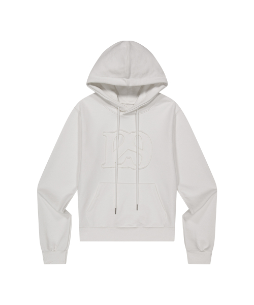 129 LOGO PATCH HOODIE WHITE