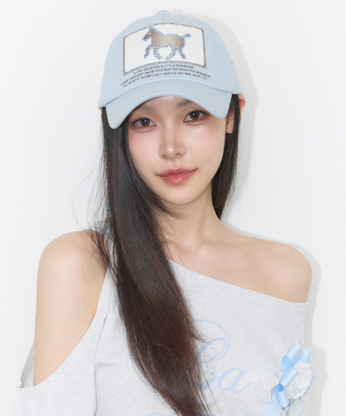 PONY PATCH BALL CAP BLUE