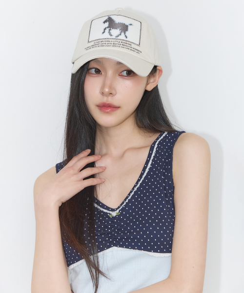 PONY PATCH BALL CAP CREAM