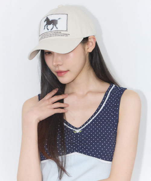 PONY PATCH BALL CAP CREAM