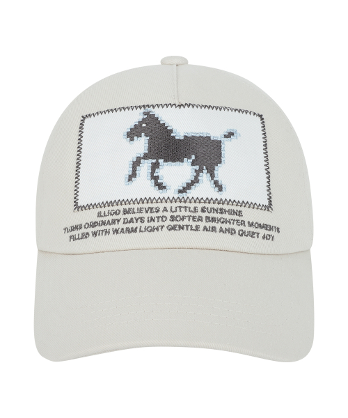 PONY PATCH BALL CAP CREAM