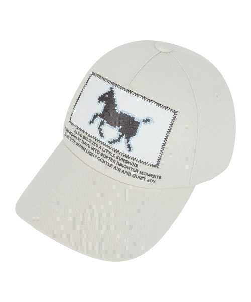 PONY PATCH BALL CAP CREAM