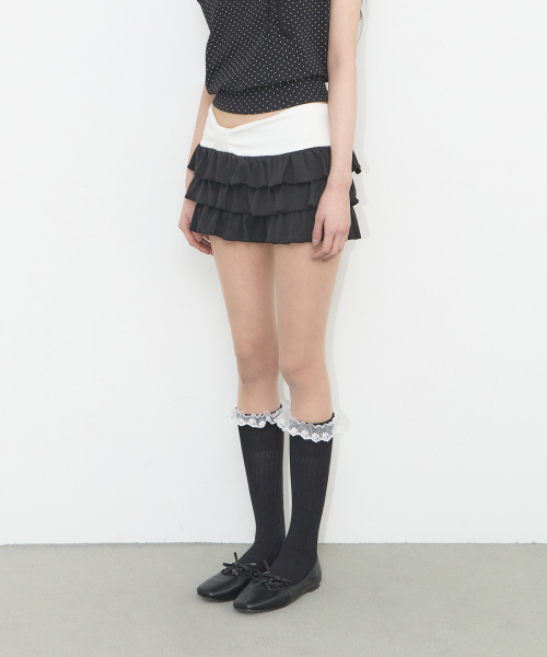 BOW CANCAN SKIRT PANTS BLACK