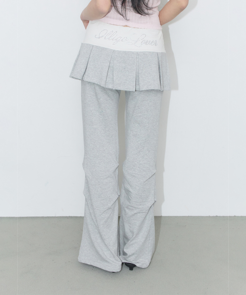 TWO-TONE PLEATED SKIRT PANTS MELANGE